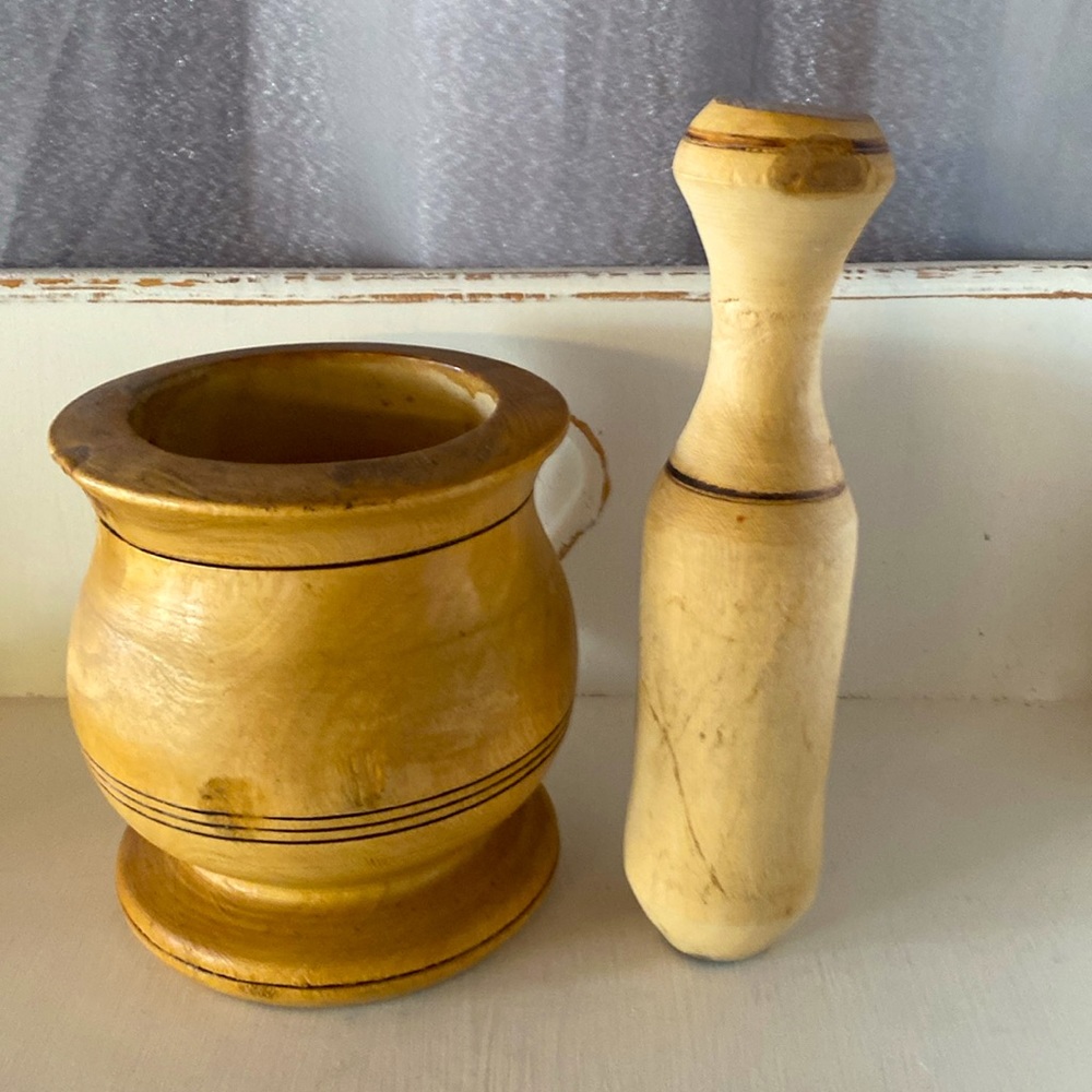 WOOD 2PCS MORTAR AND PESTLE SET. FLOWERS NOT INCLUDED - Picture 6 of 6